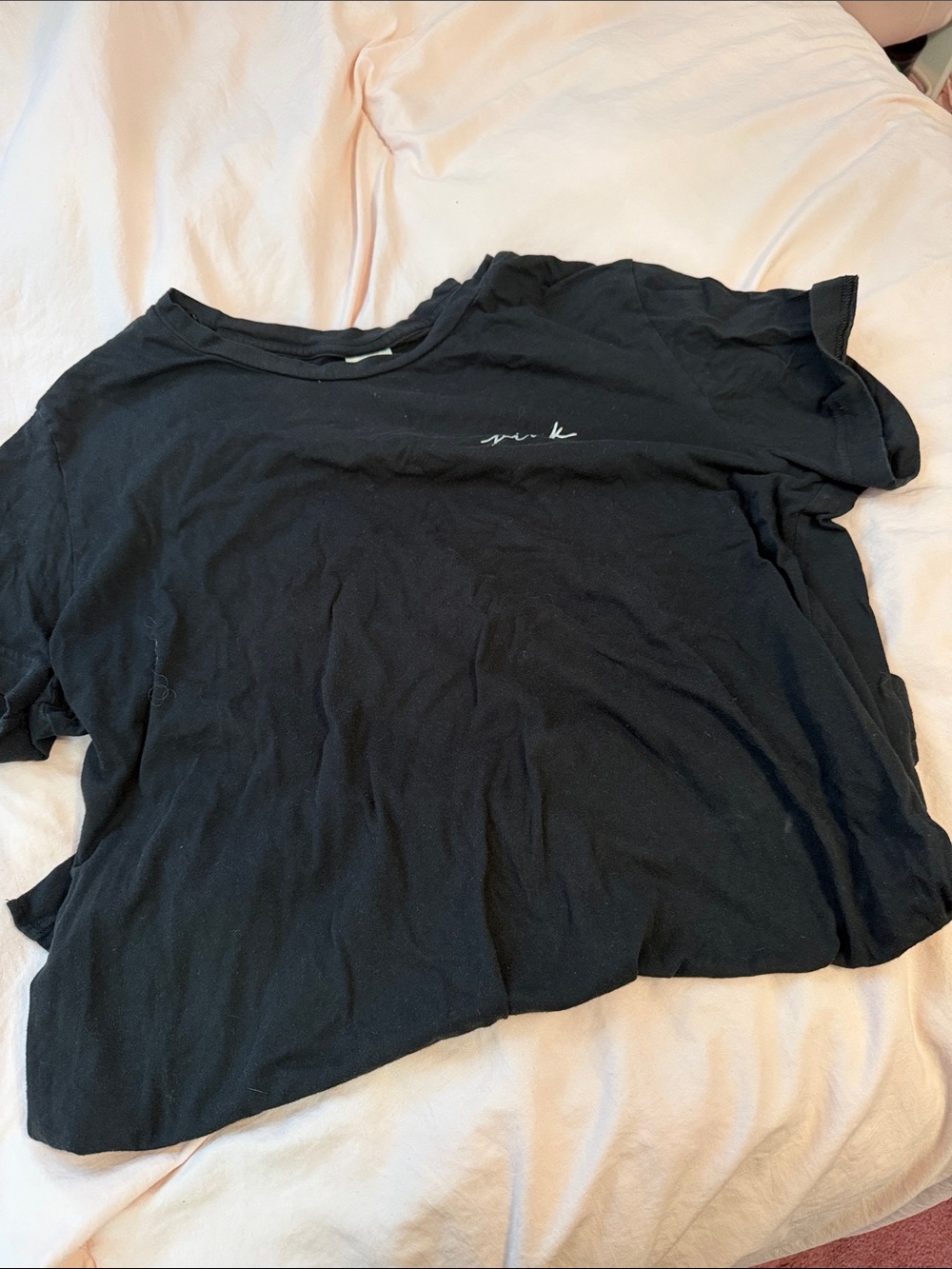 PINK Victoria's Secret Black Crewneck Tee with Small Script